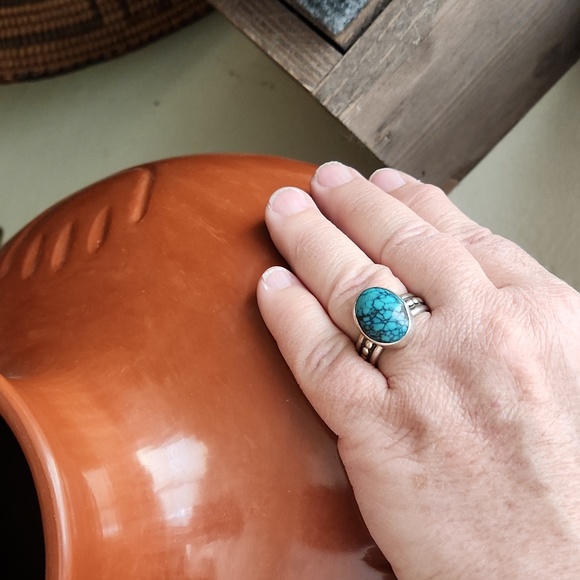 Stunning Vintage Native American Navajo Spiderweb Turquoise Ring 💍 🕷 - Picture 12 of 15